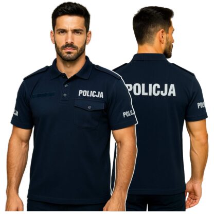 Police Men's Polo Shirt with Pennons Cotton Navy Duty Shirt - Image 2