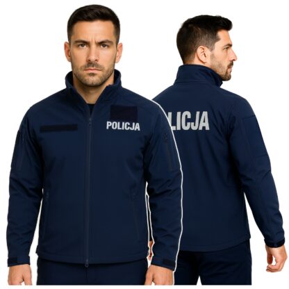 Softshell Policja Kurtka Ochronna Wodoodporna z Rzepami i Zamkami - obrazek 2