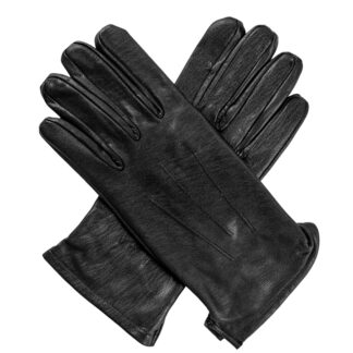 Rękawiczki zimowe ocieplane czarne skórzane do munduru