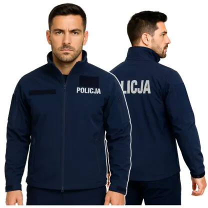 Softshell Policja Kurtka Ochronna Wodoodporna z Rzepami i Zamkami - obrazek 2